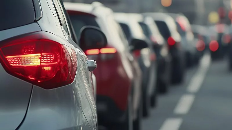 auta stojące w korku drogowym