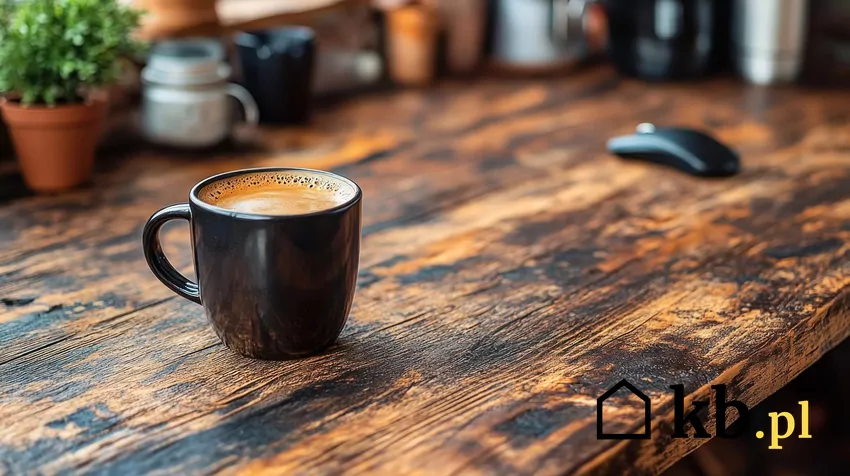 Zaparzona kawa z kubku na stole