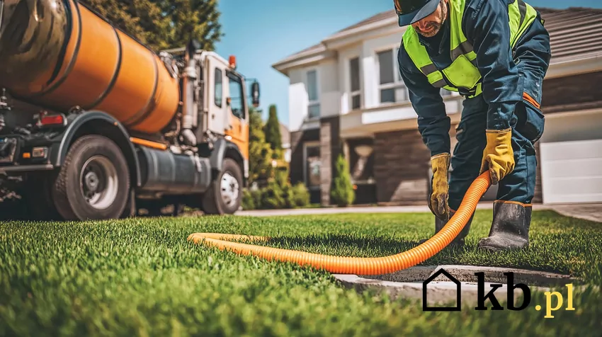 mężczyzna opróżnia szambo