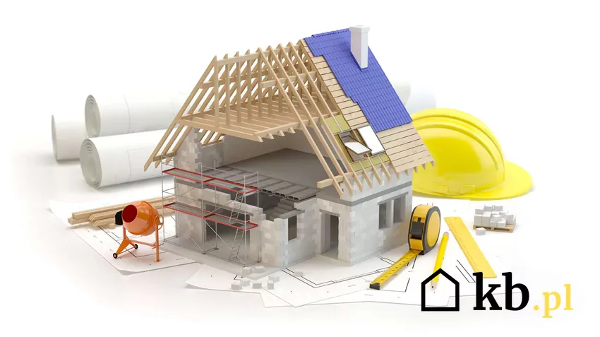 Grafika przedstawiająca budowę domu jednorodzinnego