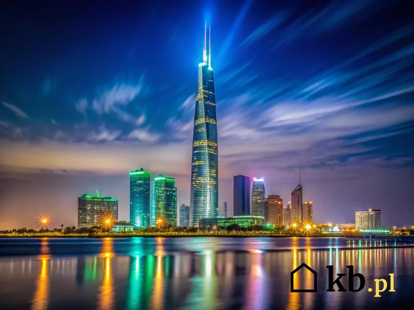 Jeddah Tower wizualizacja nocą