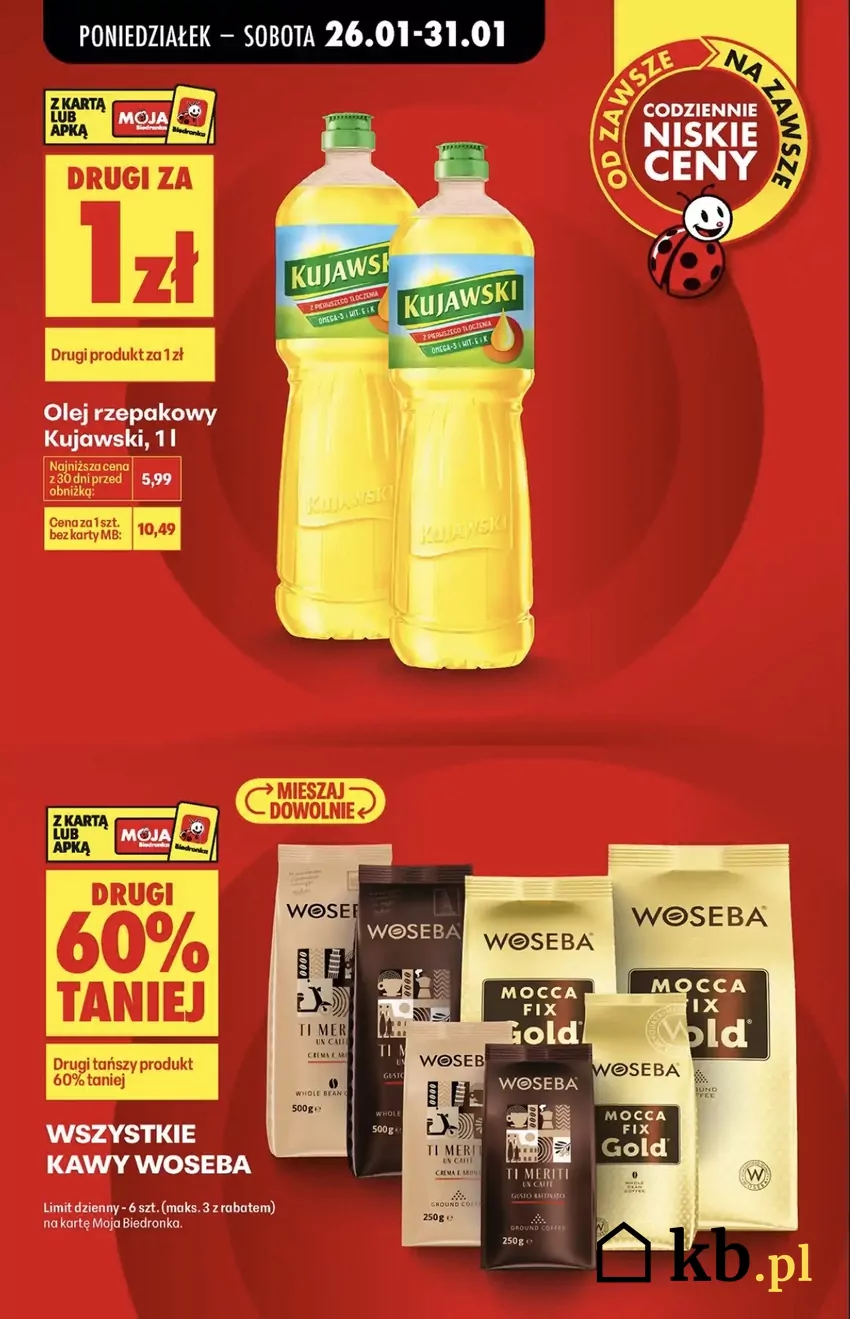 Olej rzepakowy kupisz za 1 zł (drugą butelkę) Promocje w Biedronce