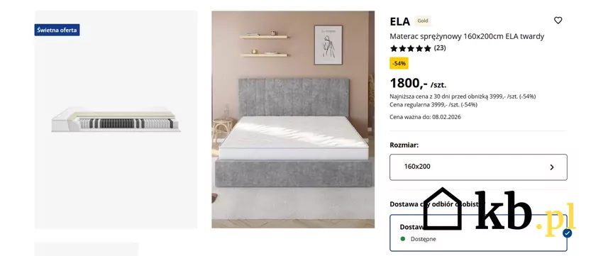 W promocji materac sprężynowy ELA Jysk - gazetka