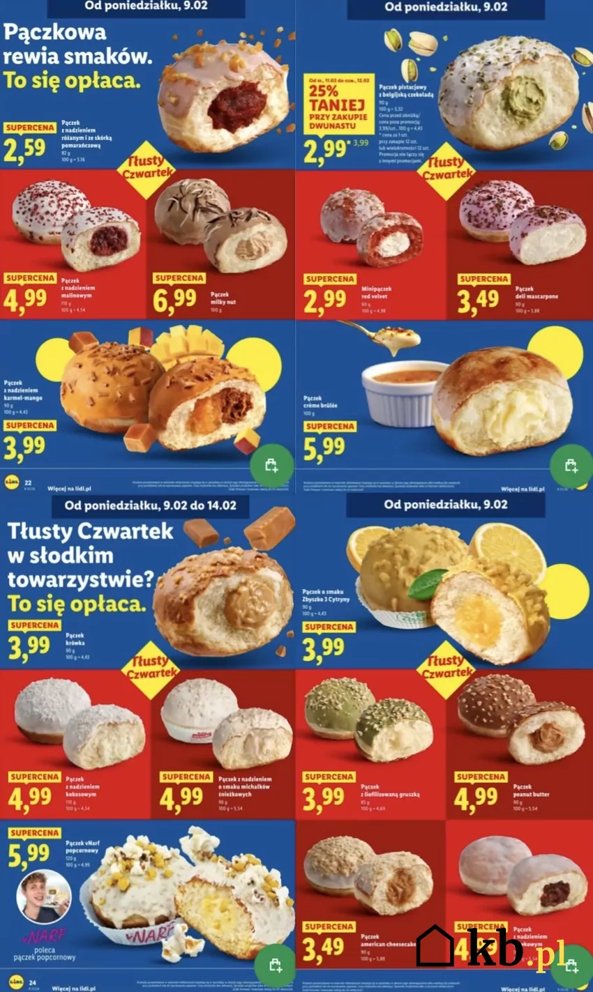 Lista nowości z działu pączków w Lidlu