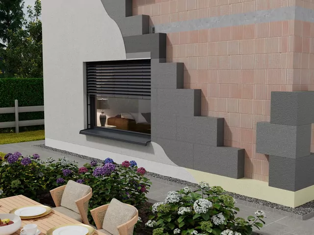 Warstwa izolacji termicznej na elewacji