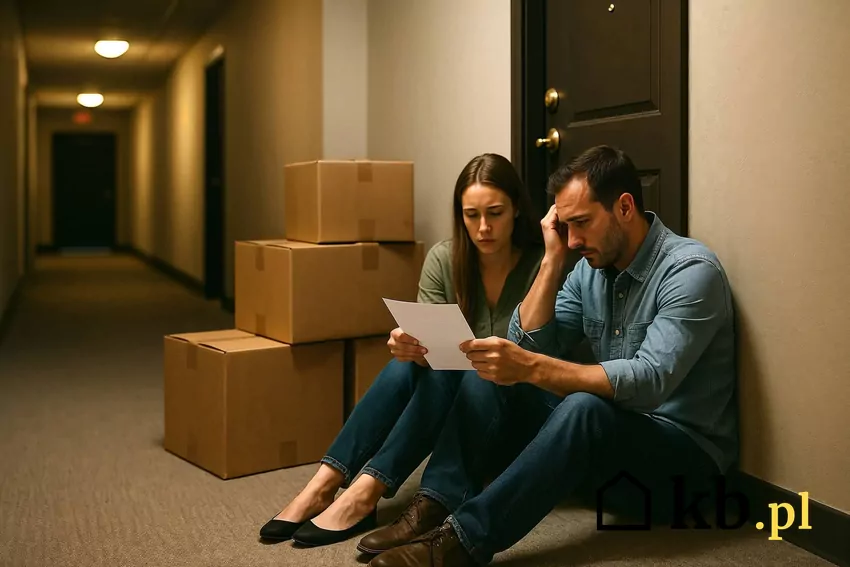 kobieta i mężczyzna po eksmisji z mieszkania