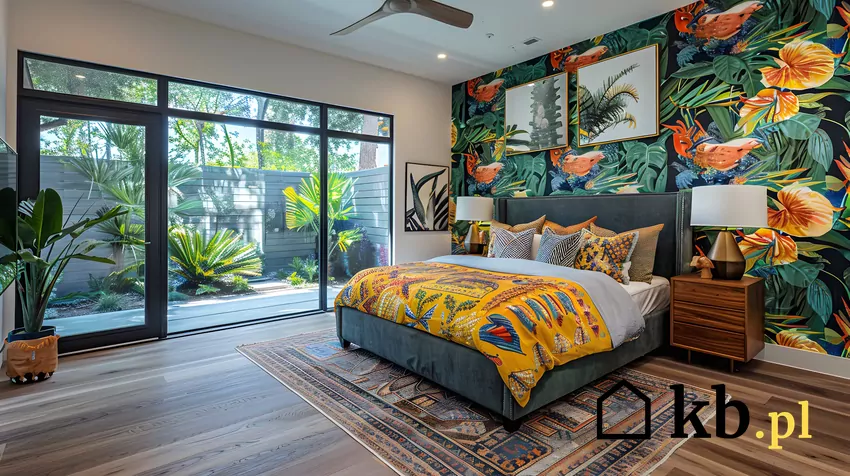 sypialnia z fototapetą