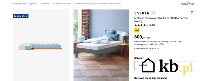 Materac piankowy w dużej przecenie Jysk - gazetka