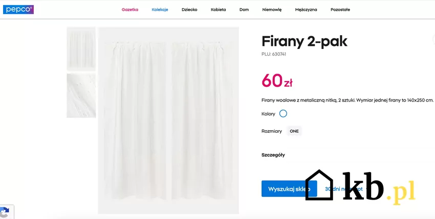 Firany woalowe z metaliczną nitką, 2 sztuki. Wymiar jednej firany to 140x250 cm, fot. pepco.pl Firana Pepco