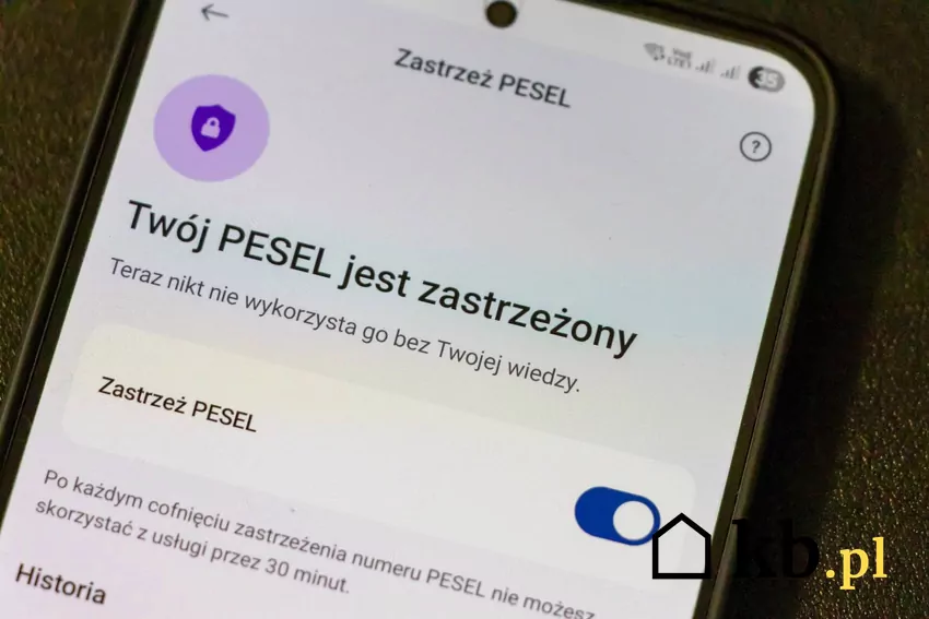 aplikacja mObywatel, zastrzeganie PESEL