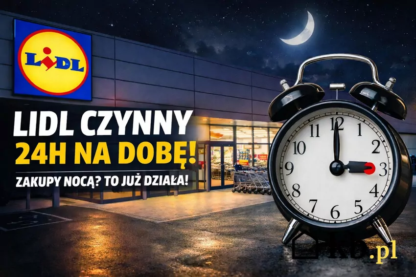 Grafika dla tekstu o nowych godzinach otwarcia sklepów Lidl