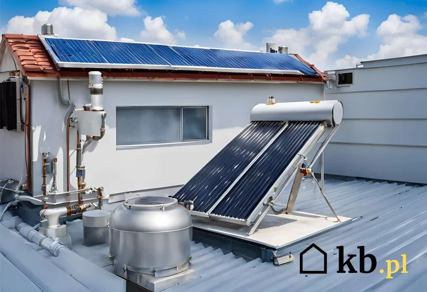 KOlektor słoneczny na płaskim dachu