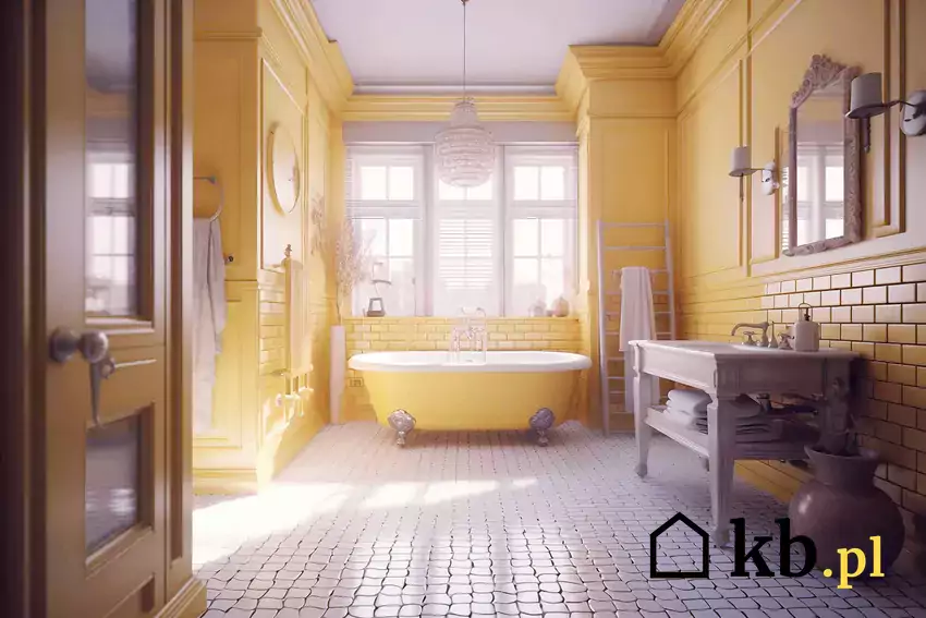 Żółta monochromatyczna łazienka