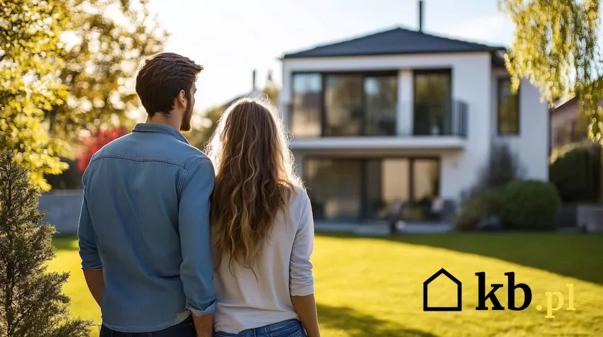 dwoje ludzi spogląda na swój dom