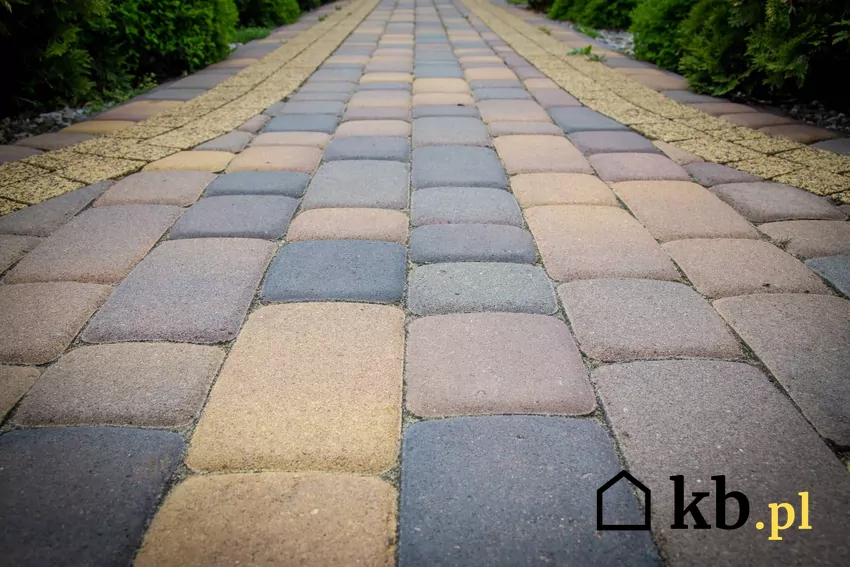 dróżka z kolorowej kostki brukowej