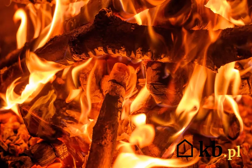 spalanie drewna, ogień