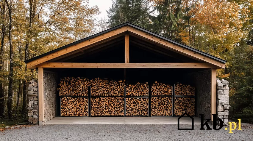 wiata z drewnem