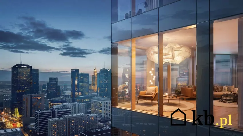 Apartamentowce w Liberty Tower będą charakteryzować się dużymi przeszkleniami wizualizacja, widok na apartament w Liberty Tower