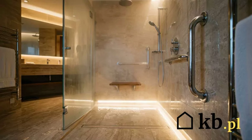 Prysznice typu walk-in zapewniają efektowny design i komfort użytkowy Podświetlana kabina prysznicowa walk-in