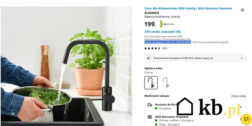 Bateria ÄLMAREN zmniejsza zużycie wody i energii IKEA - bateria kuchenna