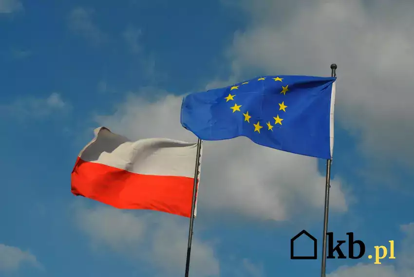 Flagi Polski i Unii Europejskiej