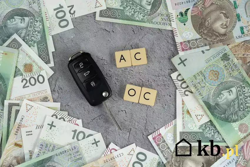 Pieniądze, kluczyki, napis OC/AC