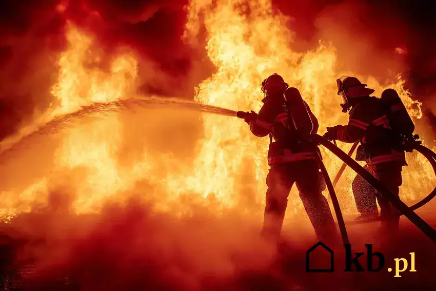 Strażacy gaszący pożar w domu