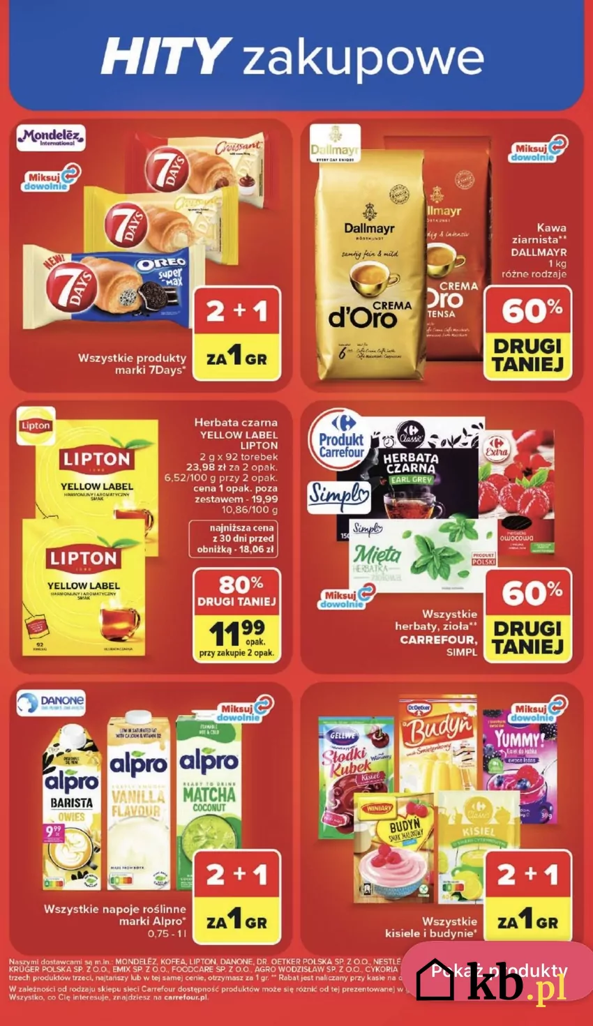 Kawa ziarnista Dallmayr (1 kg) obecnie tańsza o 60% za drugą paczkę w Carrefour Promocje w Carrefour
