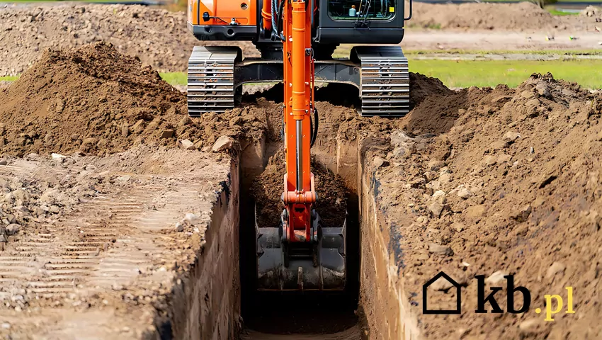 Wykopy pod fundamenty - jak je prawidłowo wykonać? Porady praktyczne Wykopy pod fundamenty koparką, czyli kopanie fundamentów pod dom czy wykopy pod ławy fundamentowe do domu jednorodzinnego | wygenerowane przez AI