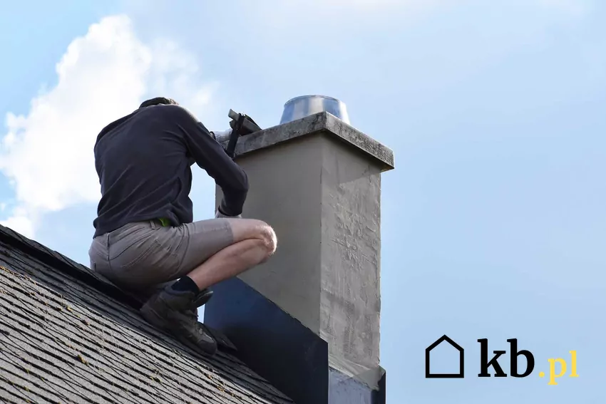 Mężczyzna tynkujący komin wokół, a także wykończenie komina krok po kroku, materiały oraz wykończenie