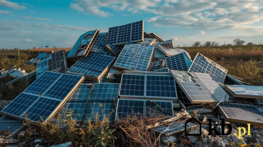 Zużyte panele PV należy oddać do recyklingu stos starych paneli fotowoltaicznych | wygenerowane przez AI