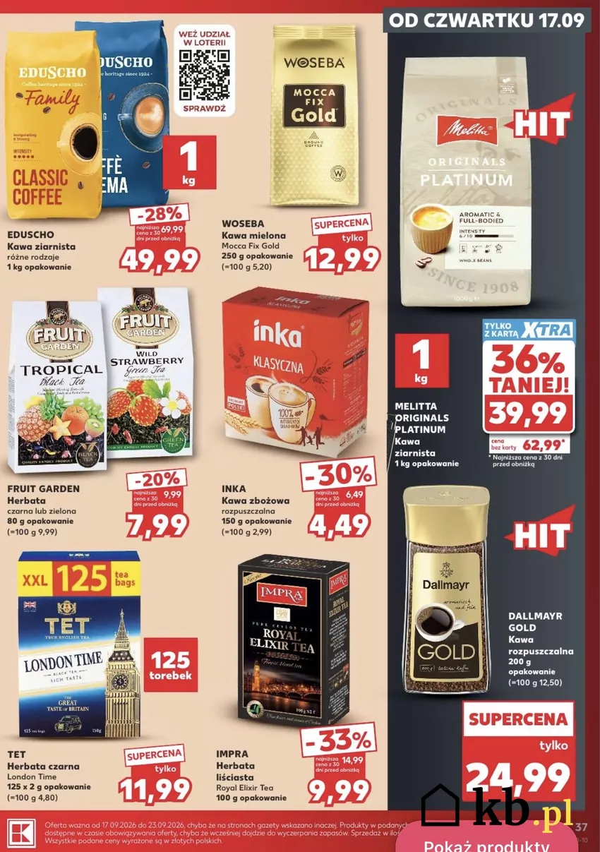 Kawa ziarnista Melitta Originals Platinum (1 kg) teraz taniej o 36% w Kauflandzie Promocje w Kauflandzie