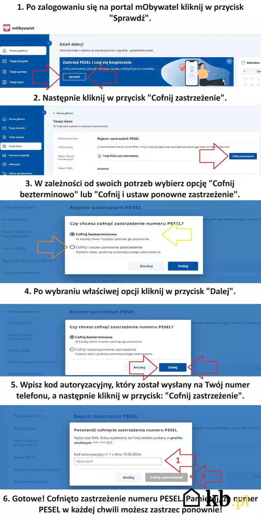 Instrukcja cofnięcia zastrzeżenia PESEL