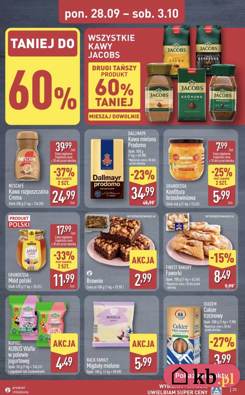 Wszystkie kawy Jacobs ze zniżką "drugi, tańszy produkt 60% taniej" Promocje w ALDI