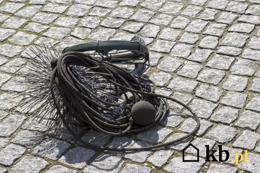 Wycior do komina na kostce brukowej, a także wycior kominowy, szczotka do komina