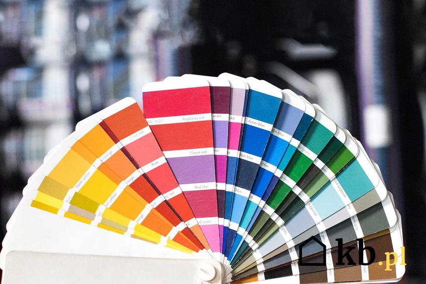 Próbnik z kolorami farb, a także najpopularniejsze kolory farb, które używa się w mieszkaniach najczęściej