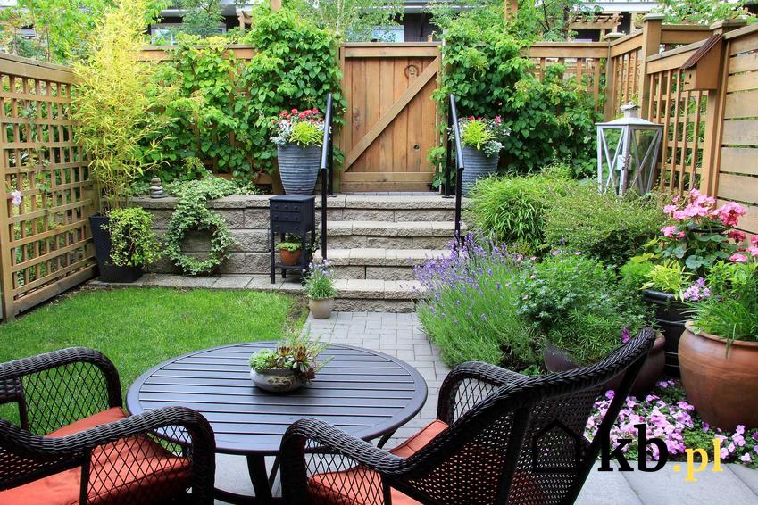 Meble ogrodowe Jysk na tle pięknego i zielonego ogrodu. Polecane modele i zestawy ogrodowe na balkon i taras